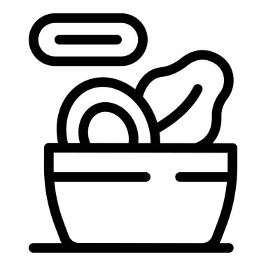 Eksi işaretli, diyet ya da sağlıklı beslenme konseptini temsil eden bir tabak salatanın çizgi sanat simgesi.