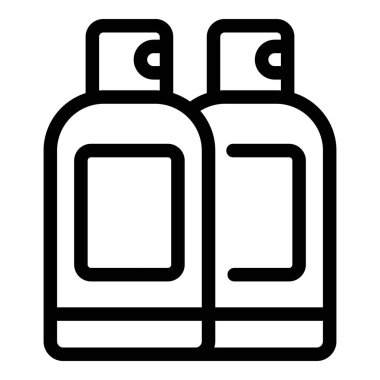 Şampuan, duş jeli veya sıvı sabun için iki plastik şişe simgesi.