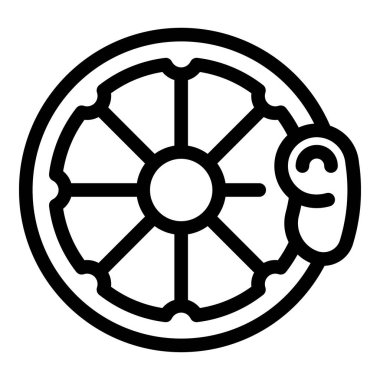 Elinde gemi direksiyonu olan kişi ekranda, siyah beyaz.