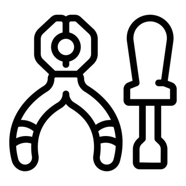 İnşaat ve bakım işlerini temsil eden tornavida ve pense, diy ve hünerli temalar için mükemmel.