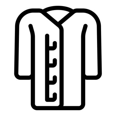 Laboratuvar önlüğünün çizgi simgesi. Çalışırken genelde bilim adamları ve doktorlar giyer.