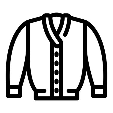 Hırkanın basit çizgi simgesi. Düğmeleri, uzun kolları ve v yaka tasarımı.