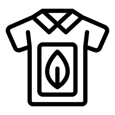 İkon, sürdürülebilir moda ve çevresel bilinci temsil eden çevre dostu bir tişört tasvir ediyor.