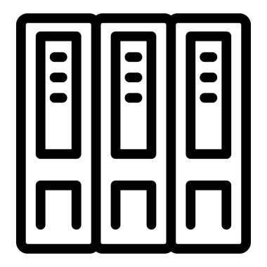 Belgeleri depolamak ve düzenlemek için bir dosya dizin sisteminin basit siyah beyaz çizgi resim simgesi