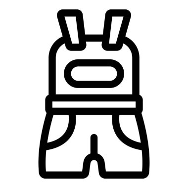 İçinde oyuncaklar ve hazinelerle doldurulmaya hazır iki büyük cebi olan bebek tulumunun basit çizgileri.