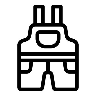 İş tulumlarının siyah ana hatlı simgesi, iş kıyafetleri ve kıyafetlerle ilgili bir web sitesi veya uygulama için mükemmel