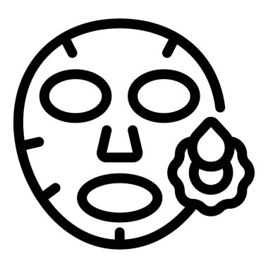 Cilt bakımını ve güzellik tedavisini temsil eden, su damlalı yüz maskesi çizgisi simgesi