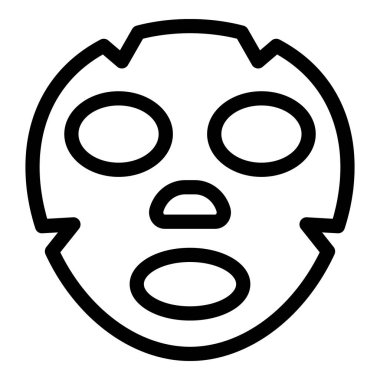 Yüz maskesinin basit çizgi simgesi, güzellik tedavisinde ve cilt bakımında kullanılır.