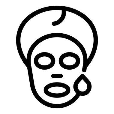 Havlu takan ve cilt tedavisi için maske takan bir kadın çizgisi simgesi. Güzellik ve sağlık projeleri için mükemmel.