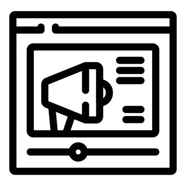 Çevrimiçi video pazarlama kavramını temsil eden bir bilgisayar ekranında megafon simgesi gösterilir