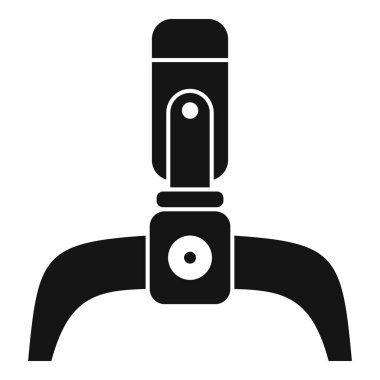 Mekanik pençeli bir nesneyi tutan robotik kolun basit siyah beyaz simgesi