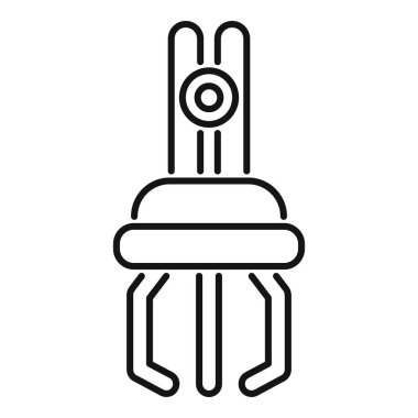 Bir nesneyi tutan kıskacı olan bir robotik kolun basit taslak simgesi