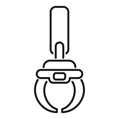 Endüstriyel robot kol pençesi nesne çizgisi simgesi, robotik teknoloji ana hatları beyaz arkaplan üzerinde pictogram