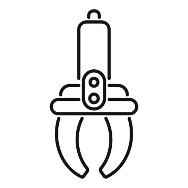 Ekskavatör mekanik pençesi web, mobil ve bilgi grafikleri için yapı aracı ana hatları simgesi tutan