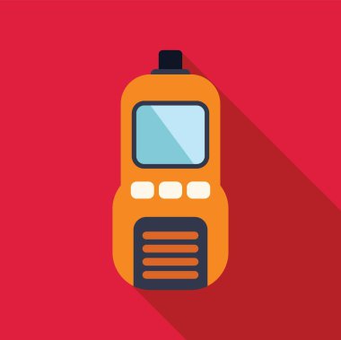 İki yönlü turuncu radyo ve yukarı doğru uzanan anten iletişimi ve bağlantıyı simgeliyor.