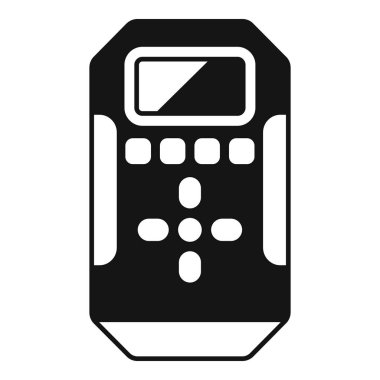 Bir kontrol panelinin siyah ve beyaz simgesi, bir ekran ekranı ve modern teknolojiyi temsil eden bir dizi düğme içeriyor