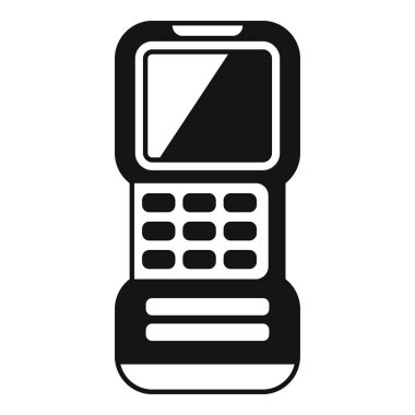 Dağıtım servisi için barkod tarayıcısı olan mobil bir bilgisayar için siyah simge simgesi