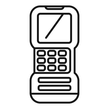 Elektronik cihaz, düğmeleri ve köşegen çizgisi olan, iletişimi ve teknolojiyi temsil eden bir ekran.