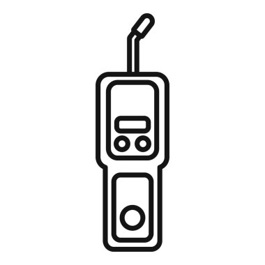 Metan seviyesini gösteren gaz dedektörü ölçüm cihazının siyah ana hatlı simgesi