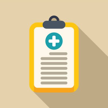 Sağlık hizmeti ve teşhisi simgeleyen önemli bir haç sembolü içeren bir panoda tıbbi rapor gösteriliyor