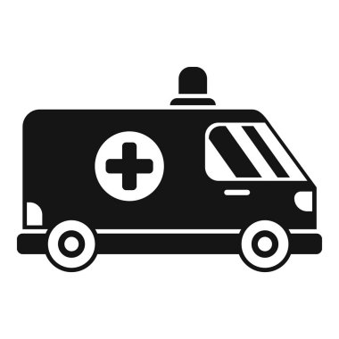 Siyah ambulans aracı simgesi acil servis taşıyıcısını gösteriyor.