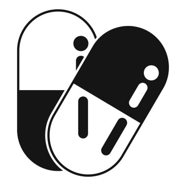 İlaç kapsülünü temsil eden, ilaç ve sağlık hizmetlerini sembolize eden basit bir simge