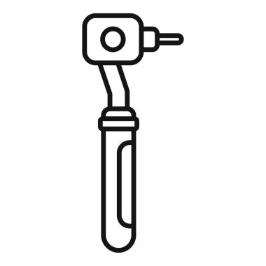 Dişçi matkap simgesi, basit siyah dış hat biçimi, beyaz arkaplan üzerinde izole