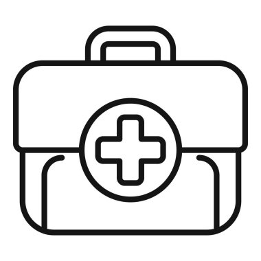 İlk yardım çantasının basit bir çizgisi sanat simgesi. Tıbbi bakım ve acil durum hazırlığını simgeliyor.