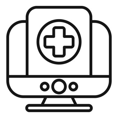 Tıbbi bilgisayar simgesi, taslak biçimi, teletıp hizmeti veren online klinik