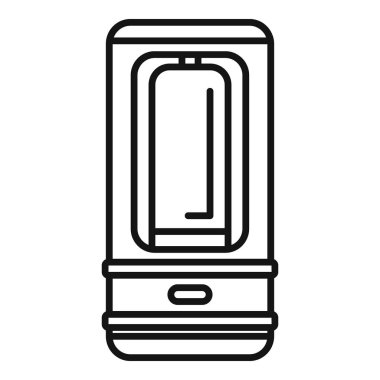 Elektrikli su ısıtıcısının çizgili sanat simgesi, ideal su ısıtma için sıcaklık kontrolü içeriyor