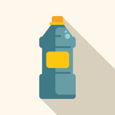 Bulaşık ve diğer ev ihtiyaçlarını karşılamak için köpüklü sabun deterjanı içeren sarı etiketli mavi plastik şişe.