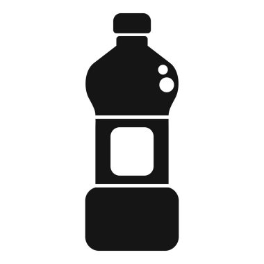 Beyaz arka planda izole edilmiş deterjan veya diğer temizlik ürünleri için boş etiketli siyah plastik şişe