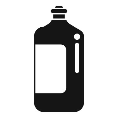 Beyaz arka planda izole edilmiş basit bir şekilde ölçü kabı simgesi olan büyük şişe deterjanı