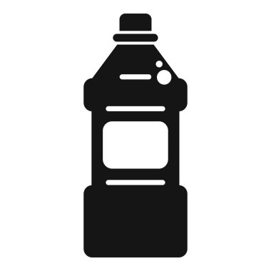 Ağız gargarası içeren siyah bir siluet. Taze nefes için gerekli bir ağız temizliği ürünü.