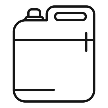 Çizgi çizimi plastik bir kutu tasvir ediyor, temizlik veya tehlikeli sıvılar gibi kavramlar için uygun.