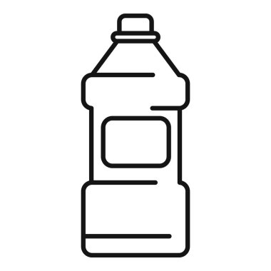 Temizlik ürünlerini depolamak için boş etiketli plastik bir şişenin basit siyah beyaz çizimi