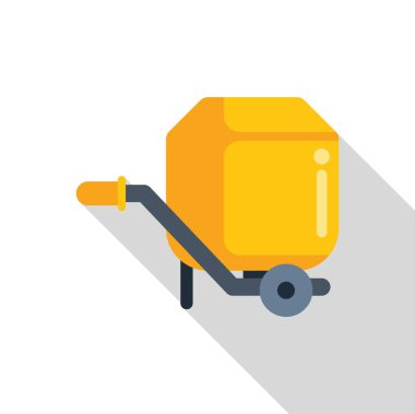 İnşaat alanında duran sarı beton karıştırıcı kullanılmaya hazır.