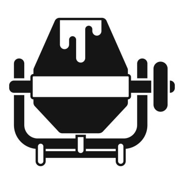 İnşaat ve endüstri projeleri için ideal, dönen davulu olan bir beton karıştırıcının siyah silüeti