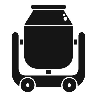 Beton karıştırıcının basit siyah beyaz simgesi inşaat projesine çimento hazırlıyor