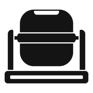 Beyaz arka planda izole edilmiş bir platformda duran bir beton mikserin siyah silüeti