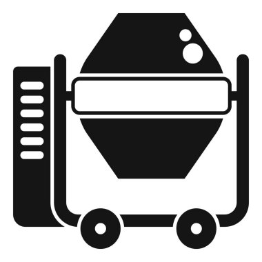 İnşaat alanlarına beton karıştırmak için kullanılan endüstriyel çimento karıştırıcısının siyah silüeti