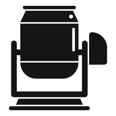 İnşaat alanında çalışan bir beton karıştırıcının siyah katı simgesi, inşaat ve mühendislik projeleri için