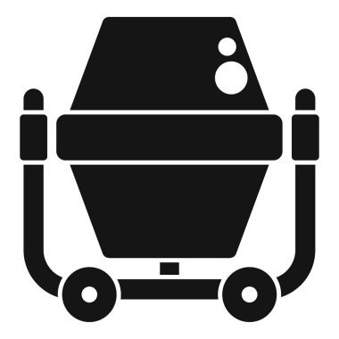 İnşaat alanı için çimento karıştıran beton karıştırma makinesinin siyah siluet simgesi