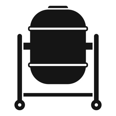 Tekerlekler üzerinde duran hareketli beton mikserin siyah silüeti, inşaat amaçları için kullanılır