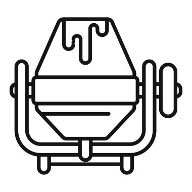 İnşaat alanı için çimento karıştıran bir beton karıştırma makinesinin basit çizgi simgesi