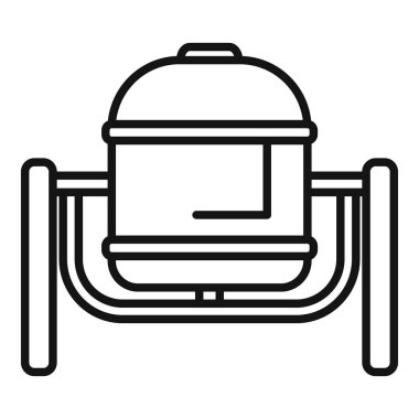 Metal bir platformda duran büyük bir endüstriyel su tankının basit çizgi simgesi