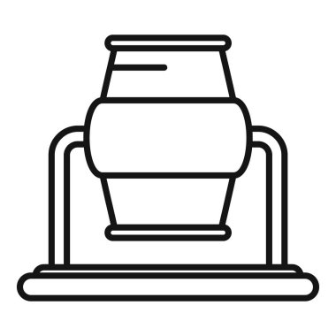 İnşaat alanında çalışan bir beton karıştırıcı makinesinin basit satır simgesi