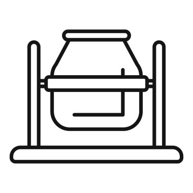 Beton karıştırıcının basit çizgi simgesi, inşaat alanları ve inşaat projeleri için temel ekipman