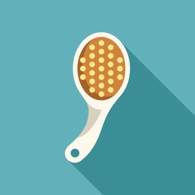 Mavi arkaplanda uzanan uzun saplı saç fırçası, basit biçim illüstrasyonu