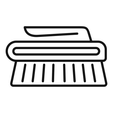 Temizlik fırçasının basit çizgi simgesi, ev işlerini ve ev işlerini temsil ediyor